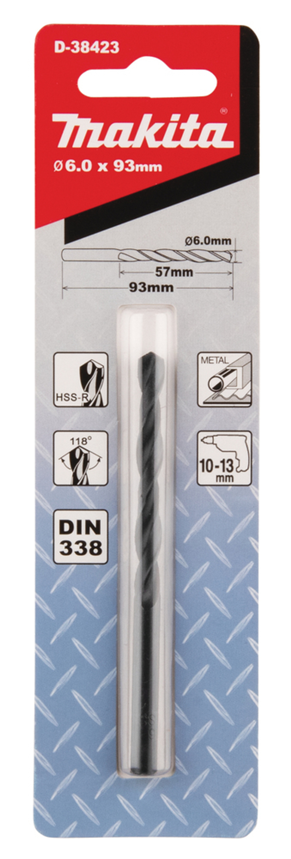 Сверло по металлу HSS-R 6х57x93 Makita D-38423 Металл HSS-R 6,0 x 57 х 93 мм 118 град
