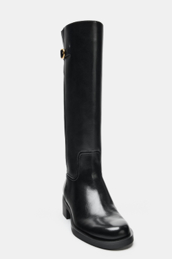 ZARA ЖОКЕЙСКИЕ САПОГИ С ПРЯЖКОЙ, ЧЕРНЫЙ