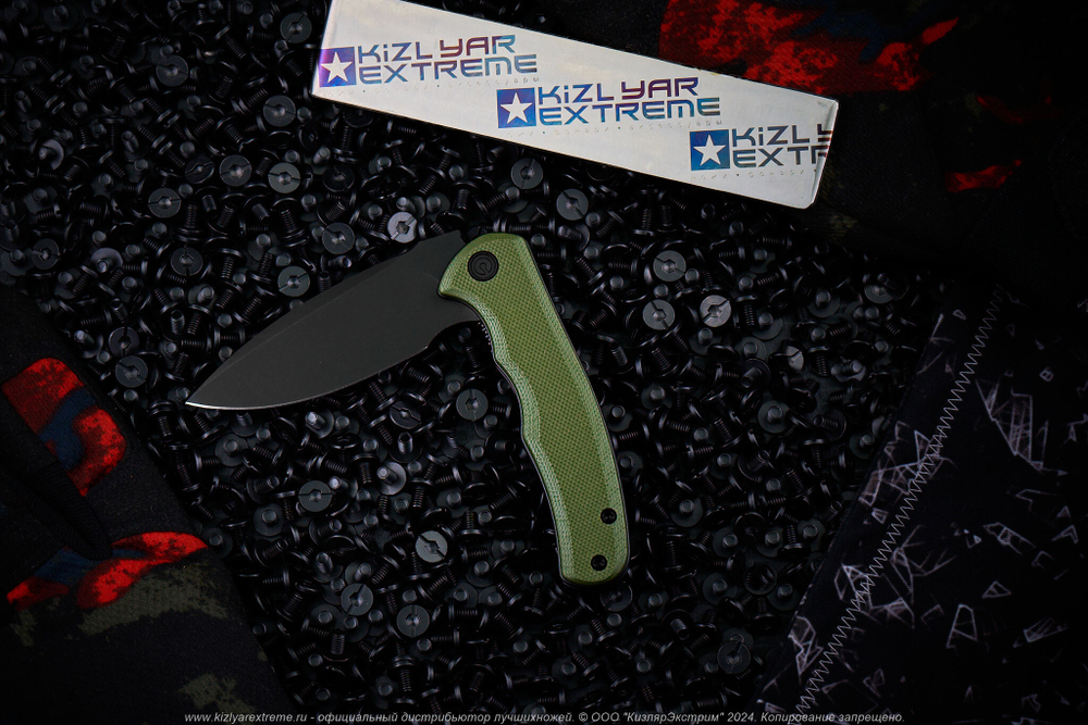 Нож Civivi Mini Praxis C18026C-1 сталь D2 Black Stonewashed рукоять OD Green G10