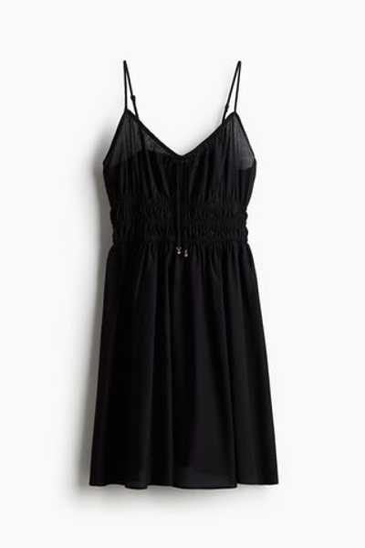 Платье со сборками на бретелях — V-образный вырез - H&M