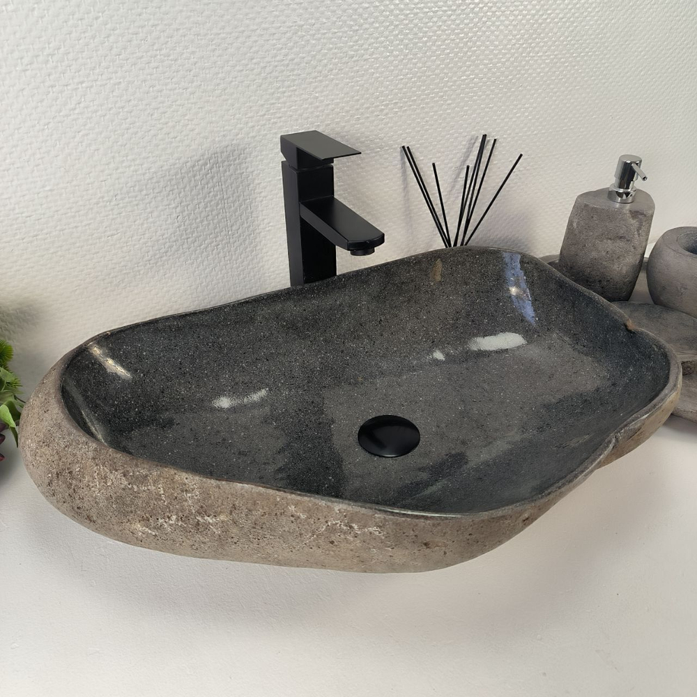 Раковина из речного камня RS-64879 61x39x14 из натурального камня