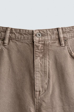 ZARA ДЖИНСОВЫЕ ШОРТЫ RELAXED FIT, КОРИЧНЕВЫЙ