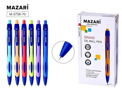 Ручка шарик. масляная автомат 0.7мм. "Grand" синяя, Smart Ink, Индия, смен.стерж. 107мм. корп.цветно