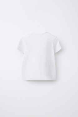 ZARA ФУТБОЛКА С ПРИНТОМ, БЕЛЫЙ