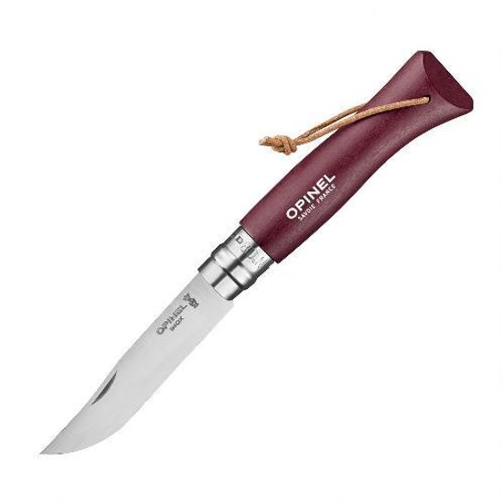 Складной нож Opinel №8 Trekking, нержавеющая сталь, бордовый c клинком из стали Sandvik™ 12С27, рукоять дерево (Граб)