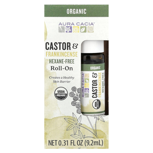 Aura Cacia, Roll-On, касторовое масло и ладан, 9,2 мл (0,31 жидк. Унции)