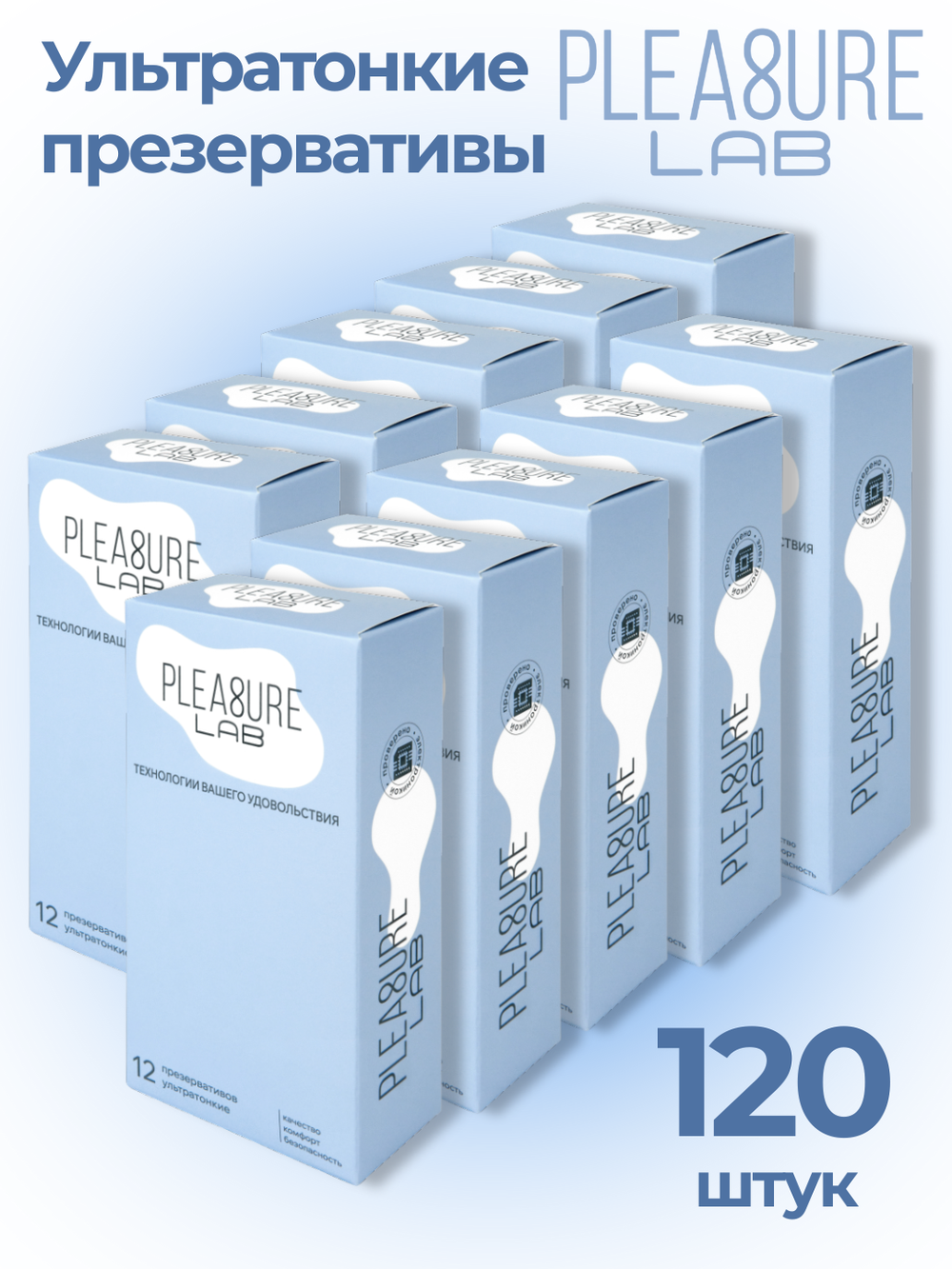 Комплект из 10 пачек презервативов ультратонких Pleasure Lab 12шт 511280-10lab