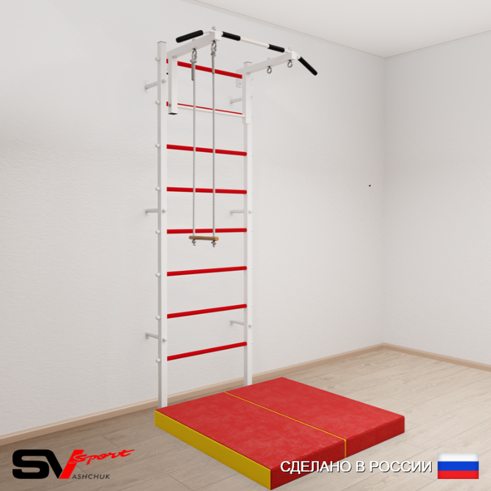Шведская стенка Sv Sport усиленная 6124 (Турник стандарт/Трапеция/Мат 1м)