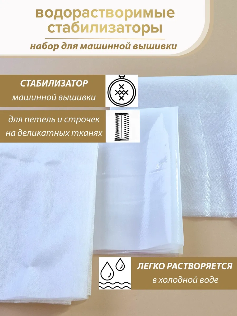 Набор: водорастворимый флизелин и пленка