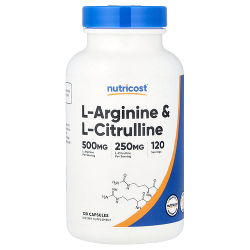 Nutricost, L-аргинин и L-цитруллин, 120 капсул