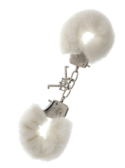 Металлические наручники с белой меховой опушкой METAL HANDCUFF WITH PLUSH WHITE (Цвет: белый)