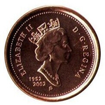 Канада. 1 цент. 2002. Юбилей. 50 лет правления. UNC