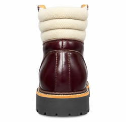 Мужские кожаные ботинки Brunello Cucinelli бордовые с текстильным воротником