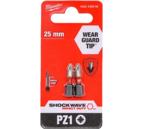 Насадка Milwaukee SHOCKWAVE PZ1 25мм (2шт)