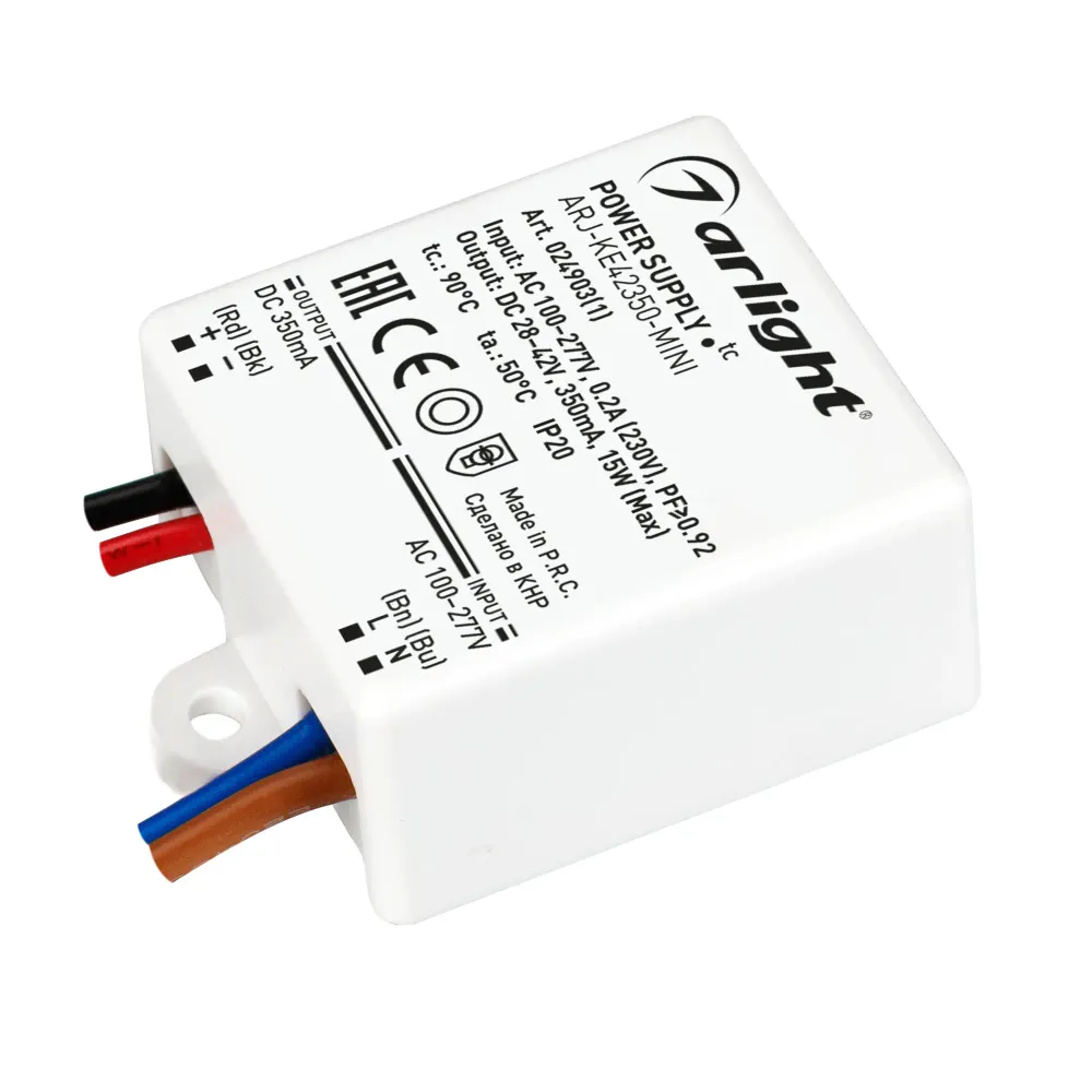 Блок питания ARJ-KE42350-MINI (15W, 350mA, PFC) (Arlight, IP20 Пластик, 5 лет) Блок питания ARJ-KE42350-MINI (15W, 350mA, PFC) (Arlight, IP20 Пластик, 5 лет)