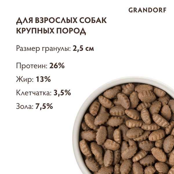 Сухой корм Grandorf DOG Turkey MAXI для взрослых собак крупных пород, индейка