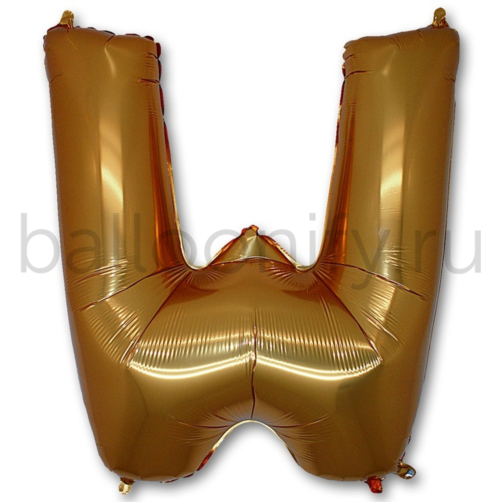 Фольгированная фигура, Буква W 100 см Gold