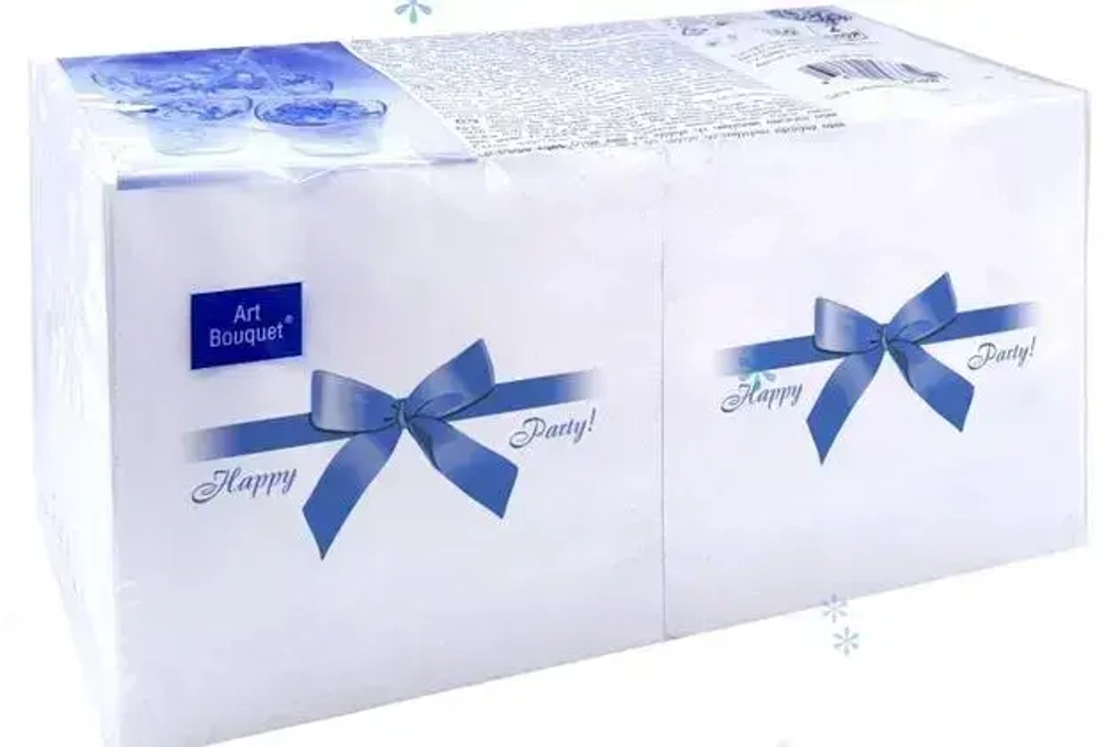 Салфетки бумажные 20*20 ART BOUQUET, 2 сл., 250л, Подарок синий