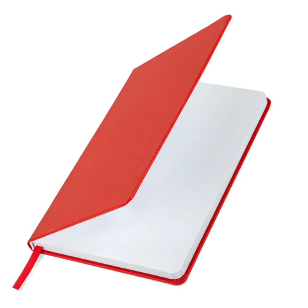 Записная книжка А5, 80л, обл. твёрдая, кожзам, резинка, клетка, Brauberg Basic красный