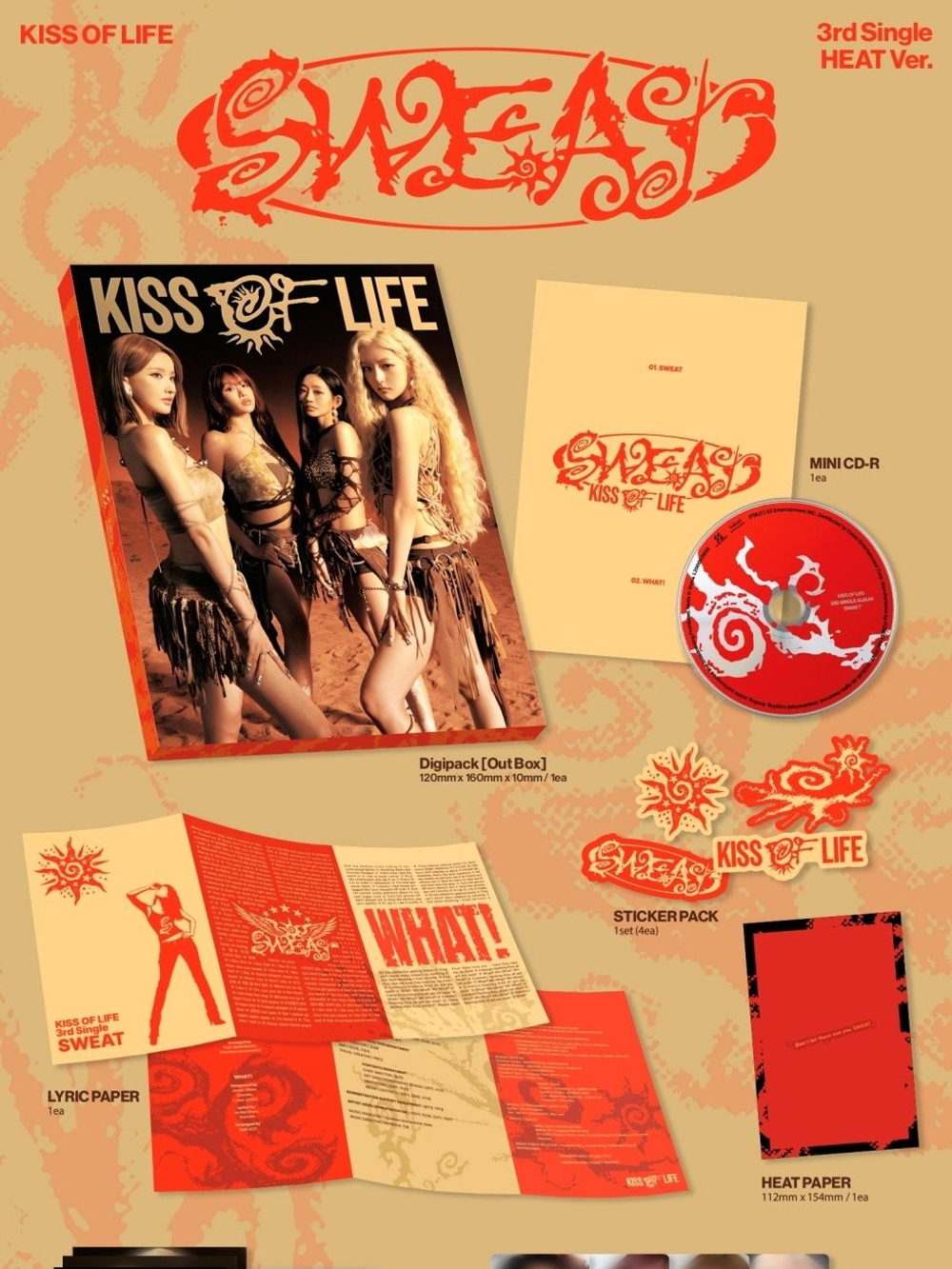 Альбом KISS OF LIFE - SWEAT 3rd Single Album 2 Version SET