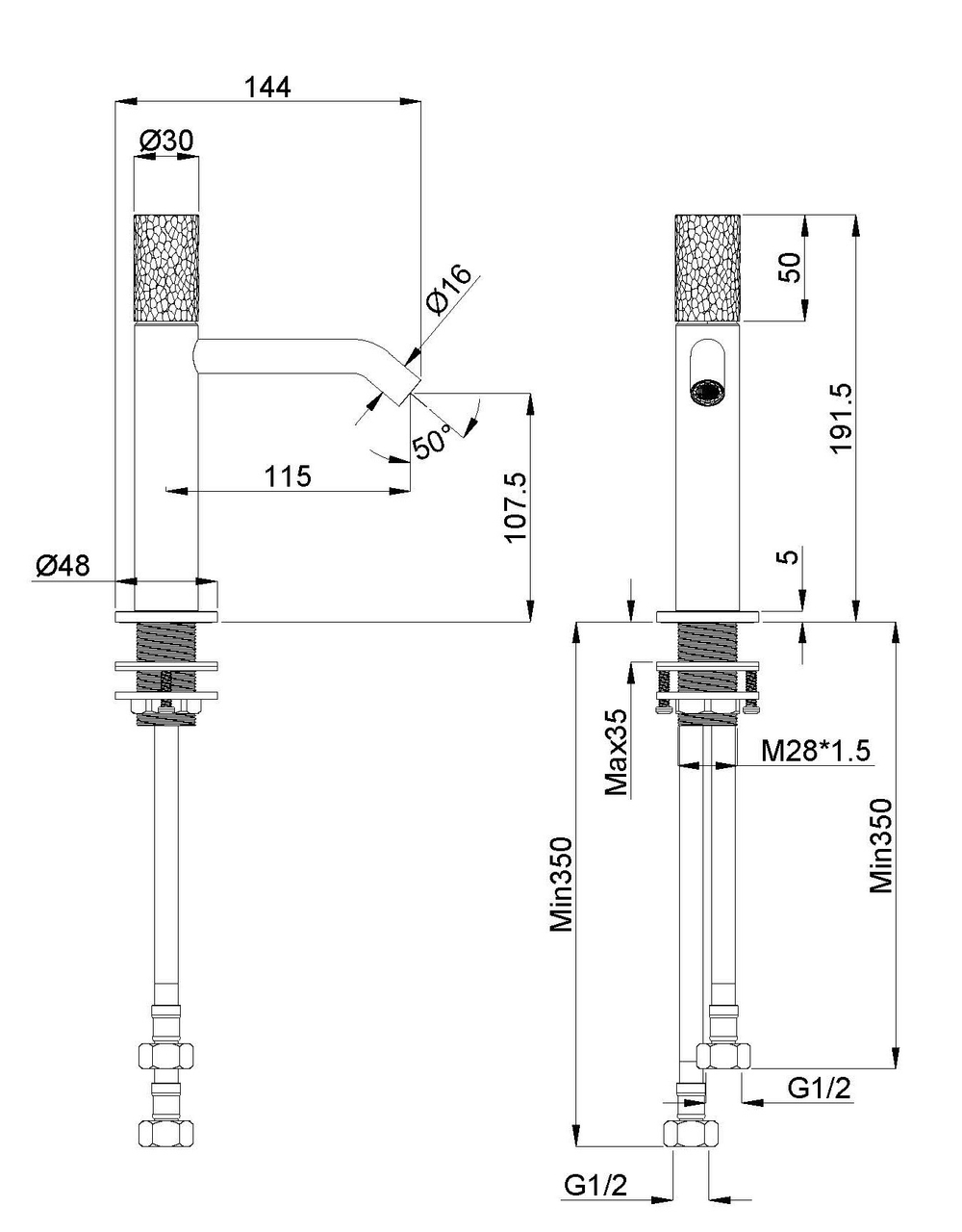 Смеситель для раковины Vincea Аура (Aura) VBF-6AU1GM, вороненая сталь