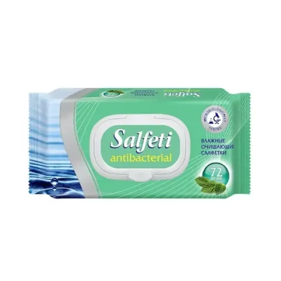 Салфетки влажные SALFETI antibac Антибактериальные, с клапаном 72шт✦