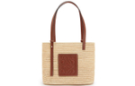 LOEWE Basket Raffia With Cow Leather Basket Bag, Straw Bag, Handbag, Shoulder Bag Women"s