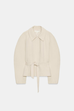 ZARA КУРТКА С БАСКОЙ И РЕМНЕМ, ЭКРЮ