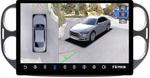 Магнитола для Volkswagen Tiguan 1 2011-2016 (аварийка прямоугольная, рамка чёрная 9) - Teyes CC3-2K-360 монитор 13" 2K QLED на Android 10, Быстрая, CarPlay, 4G SIM-слот, 4 камеры в комплекте