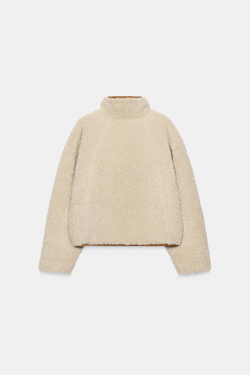 ZARA ДВУСТОРОНЯЯ КУРТКА-ДУБЛЕНКА, ЭКРЮ