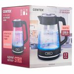 Чайник CENTEK CT-1014, 1,7 л, 2200 Вт, закрытый нагревательный элемент, стекло, черный, CT-1014 Black