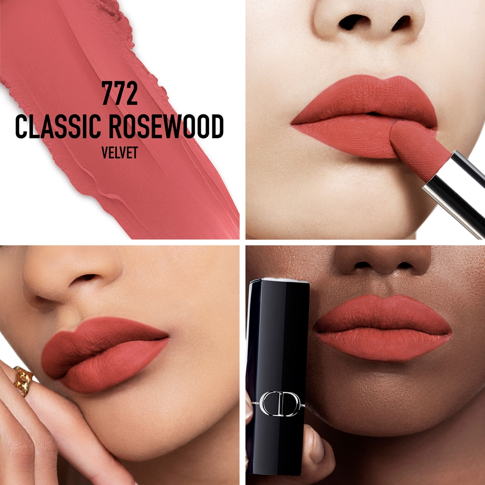DIOR Rouge Dior - Помада для губ с долгим сроком носки, флакон с возможностью пополнения. оттенок 772 Classic RosewoотVelvet, 3 g