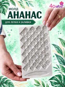 Молд силиконовый прямоугольный "Кожа и лист ананаса"