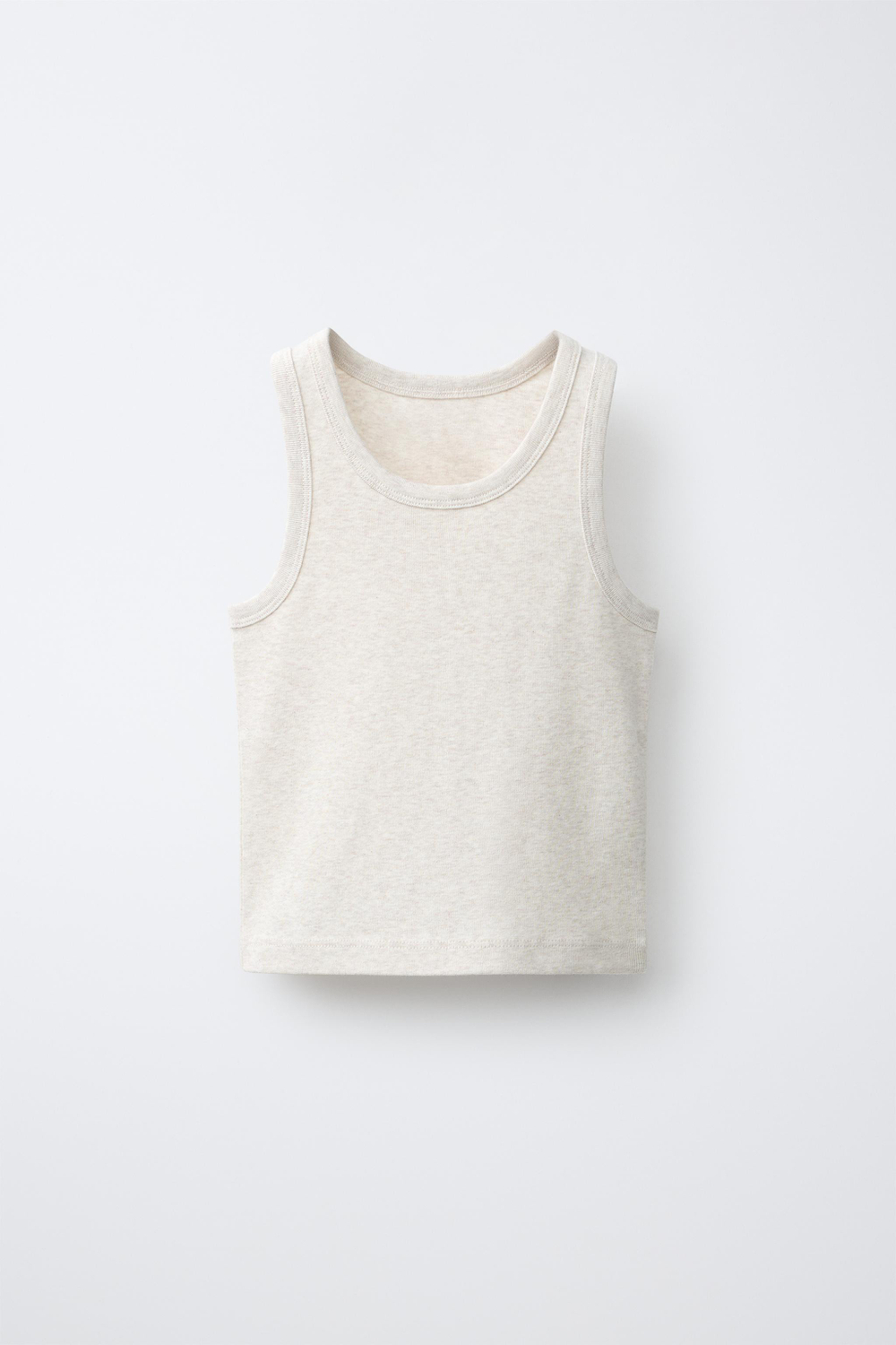 ZARA ТОП В РУБЧИК, ПЕСОЧНЫЙ МЕЛАНЖ