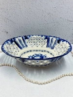Конфетница фруктовница резная Праздник Гжель