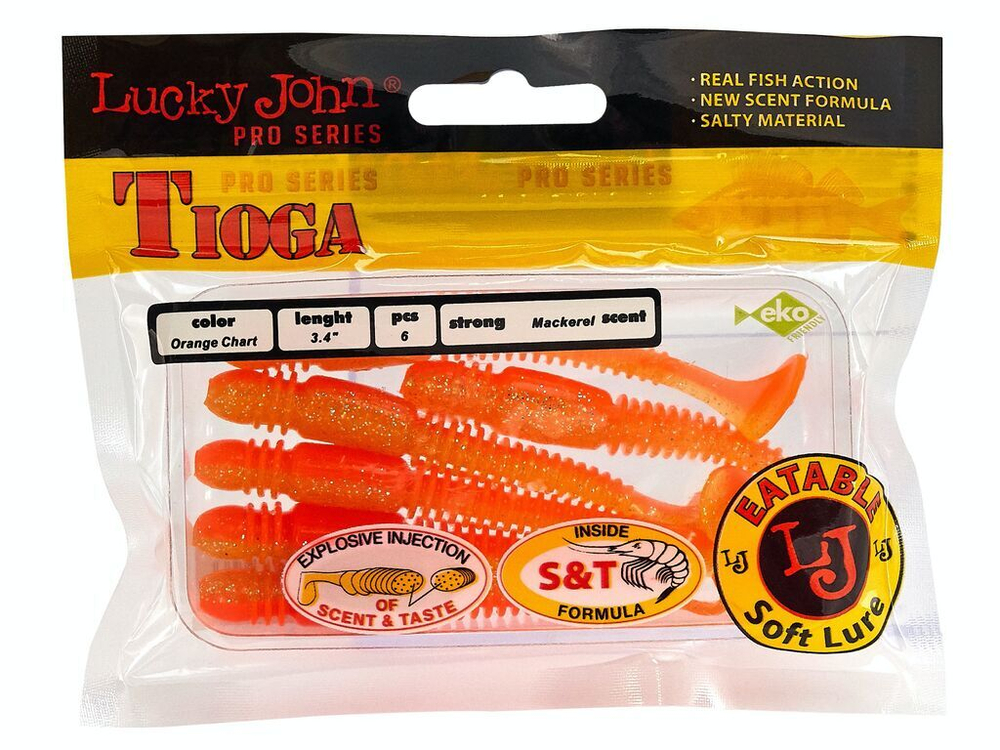 Виброхвосты съедобные LJ Pro Series TIOGA 3.4in (8,64 см), цв. T26, 6 шт.