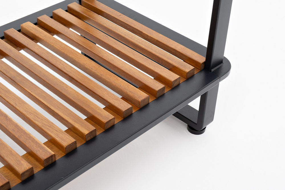 Кашпо-консоль  из акации Joygarden НОРД прямоугольное 84 см, темно-серый графит, коричневый
