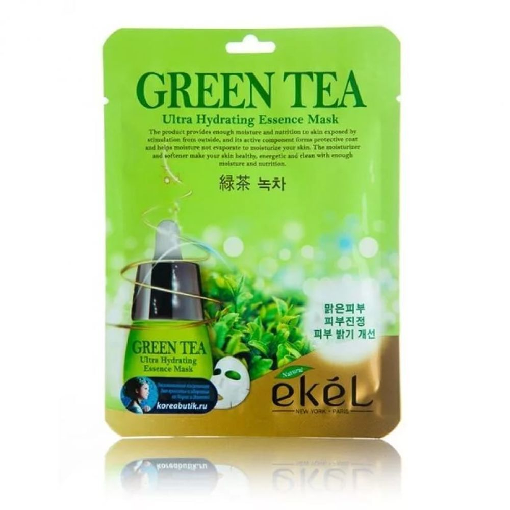 EKEL тканевая маска с зеленым чаем green tea Противовоспалительная и себорегулирующая тканевая маска GREEN TEA ULTRA HYDRATING E