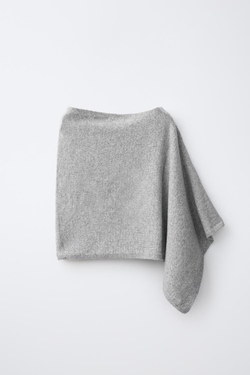 ZARA НАКИДКА ИЗ ТОНКОГО ТРИКОТАЖА, СЕРЫЙ МЕЛАНЖ