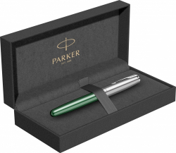 Ручка-роллер Parker Sonnet Essentials Green SB Steel CT, цвет чернил black, перо: F, в подарочной упаковке.