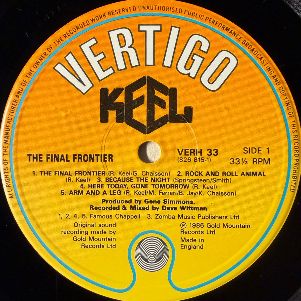 Keel ‎– The Final Frontier (Англия 1986г.)