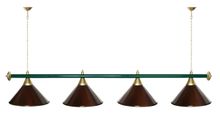 Лампа STARTBILLIARDS 4 пл. (плафоны синие,штанга хром,фурнитура золото)