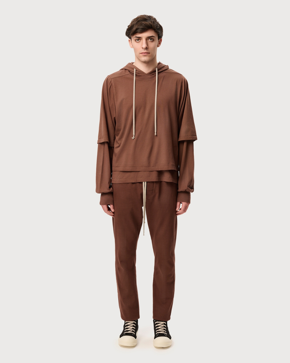 RICK OWENS DRKSHDW БРЮКИ КОРИЧНЕВЫЕ KNIT BERLIN RIG