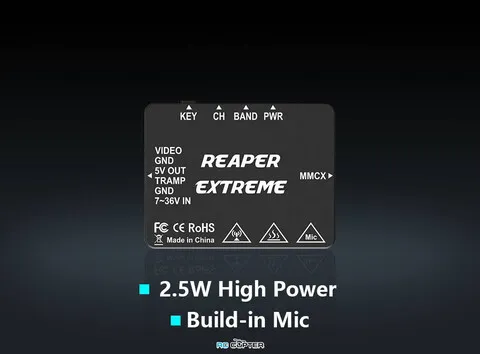 Видеопередатчик FPV Foxeer 5.8G Reaper Extreme V2 5.8 ГГц 2.5Вт 72 канала VTX MR1819