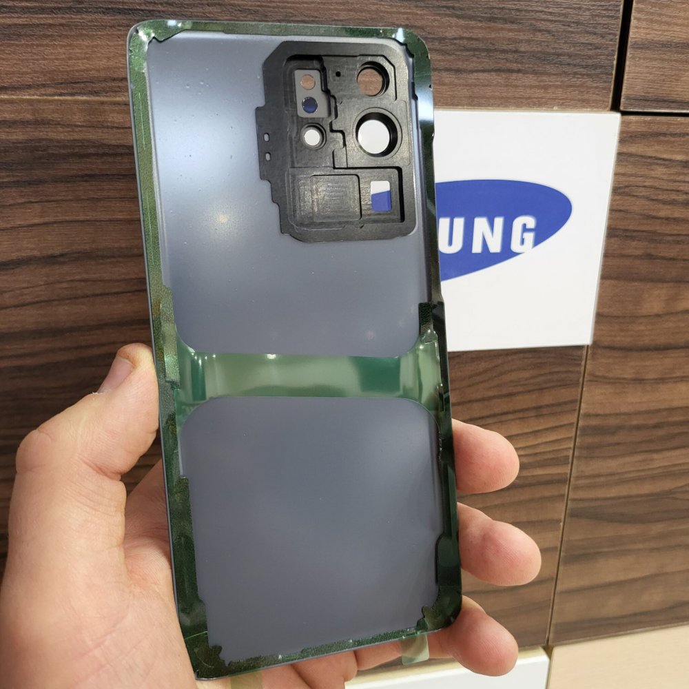 Крышка для Samsung S20 Ultra - задняя стеклянная панель "хорошее качество" (серого цвета)