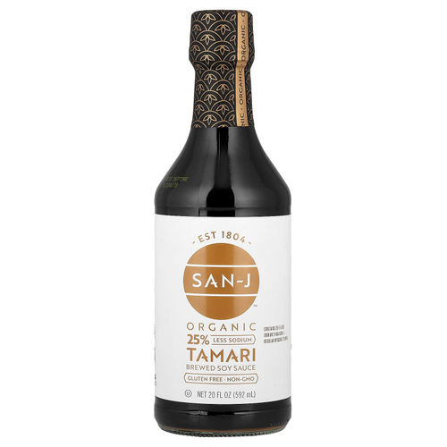 San-J, Organic Tamari Brewed Soy Sauce, Less Sodium, 20 fl oz (592 ml)