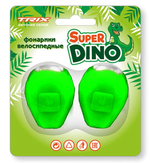 Фонари TRIX Super Dino детские, комплект передний задний, 2 диода, 3 режима, силикон, зеленые