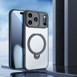 Чехол с MagSafe от Dux Ducis для смартфона iPhone 17 Pro, серия Aimo Mag Magnetic Stand (версия с магнитной откидной подставкой)