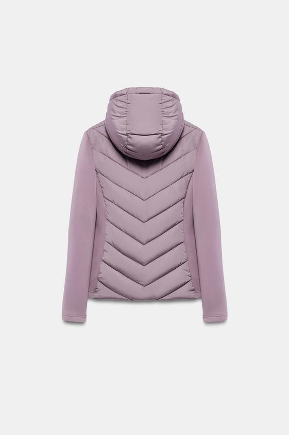 ZARA КОМБИНИРОВАННЫЙ ПУХОВИК С КАПЮШОНОМ, ЦВЕТ МАЛЬВЫ