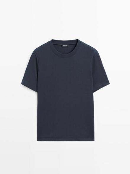 Massimo Dutti Футболка интерлок, короткие рукава, темно-синий